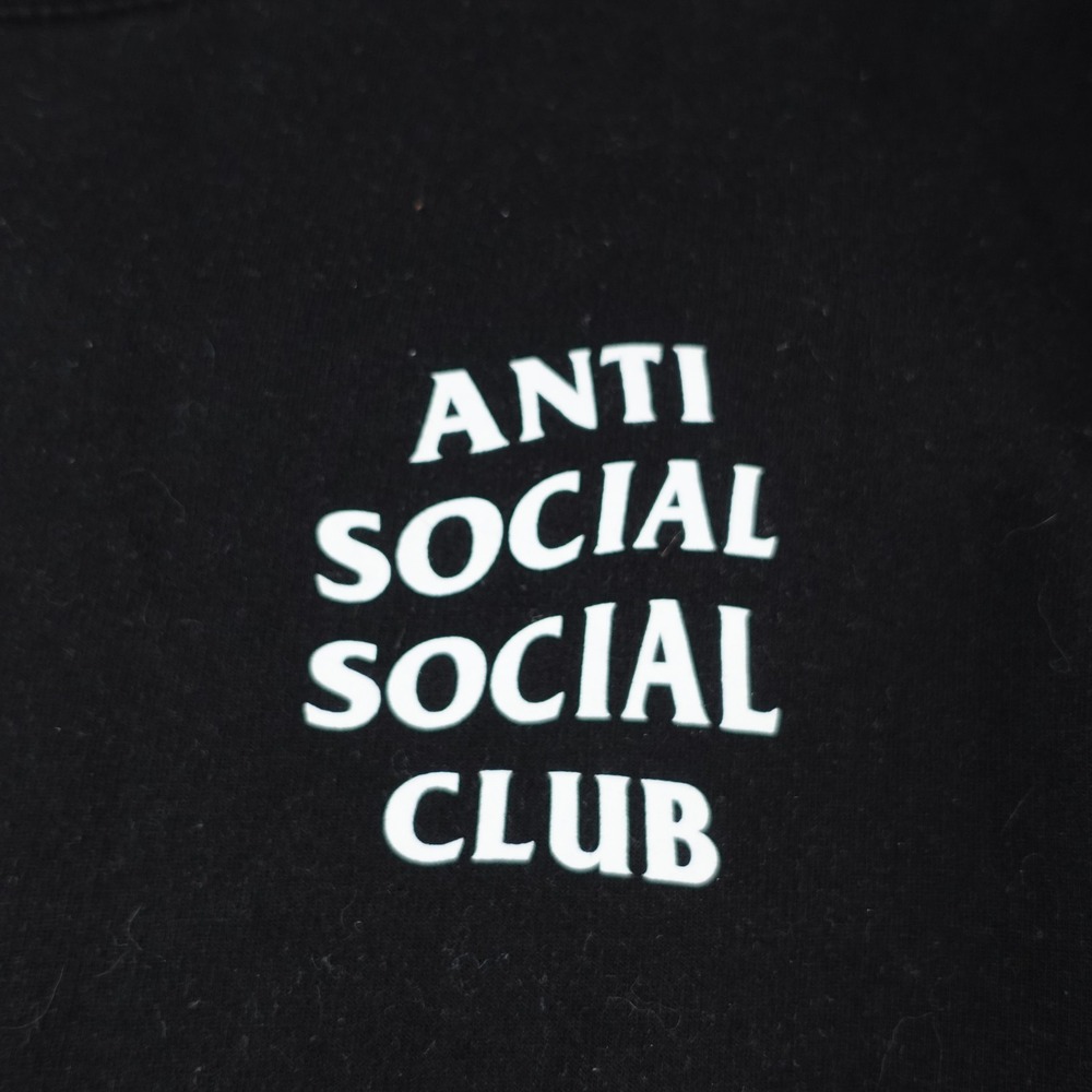Anti Social Club Sweatshirt Men's Large Black Kkoch Butterfly Blossom ASSC Crew - Picture 3 of 7